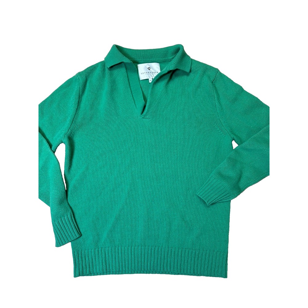 Seven Gauge Wool Sweater Classic Oversize Polo English Countryside Unisex S